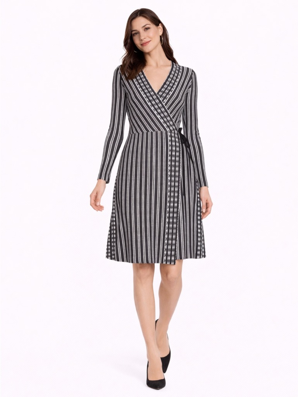 Tory Burch Black and White Long Sleeve Dress